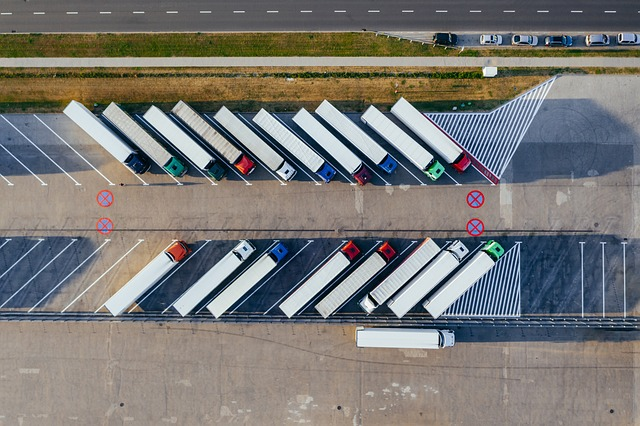 trucks, depot, warehouse